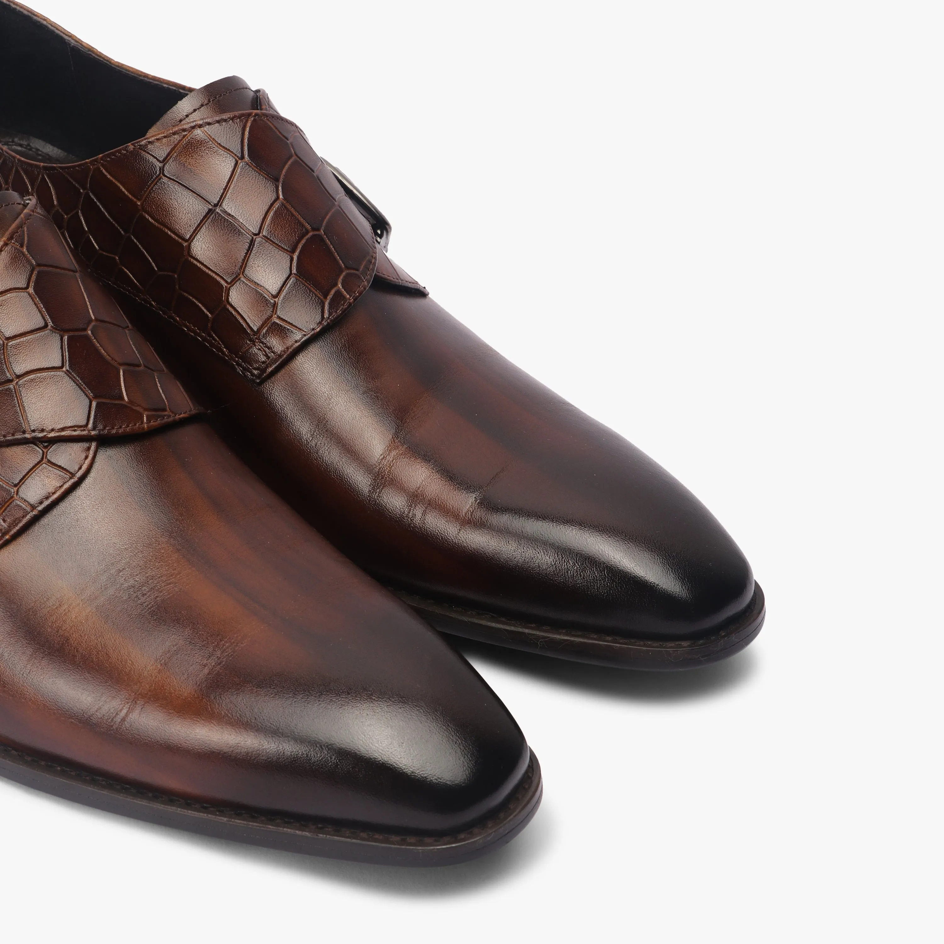 Croc Detail Monk Strap