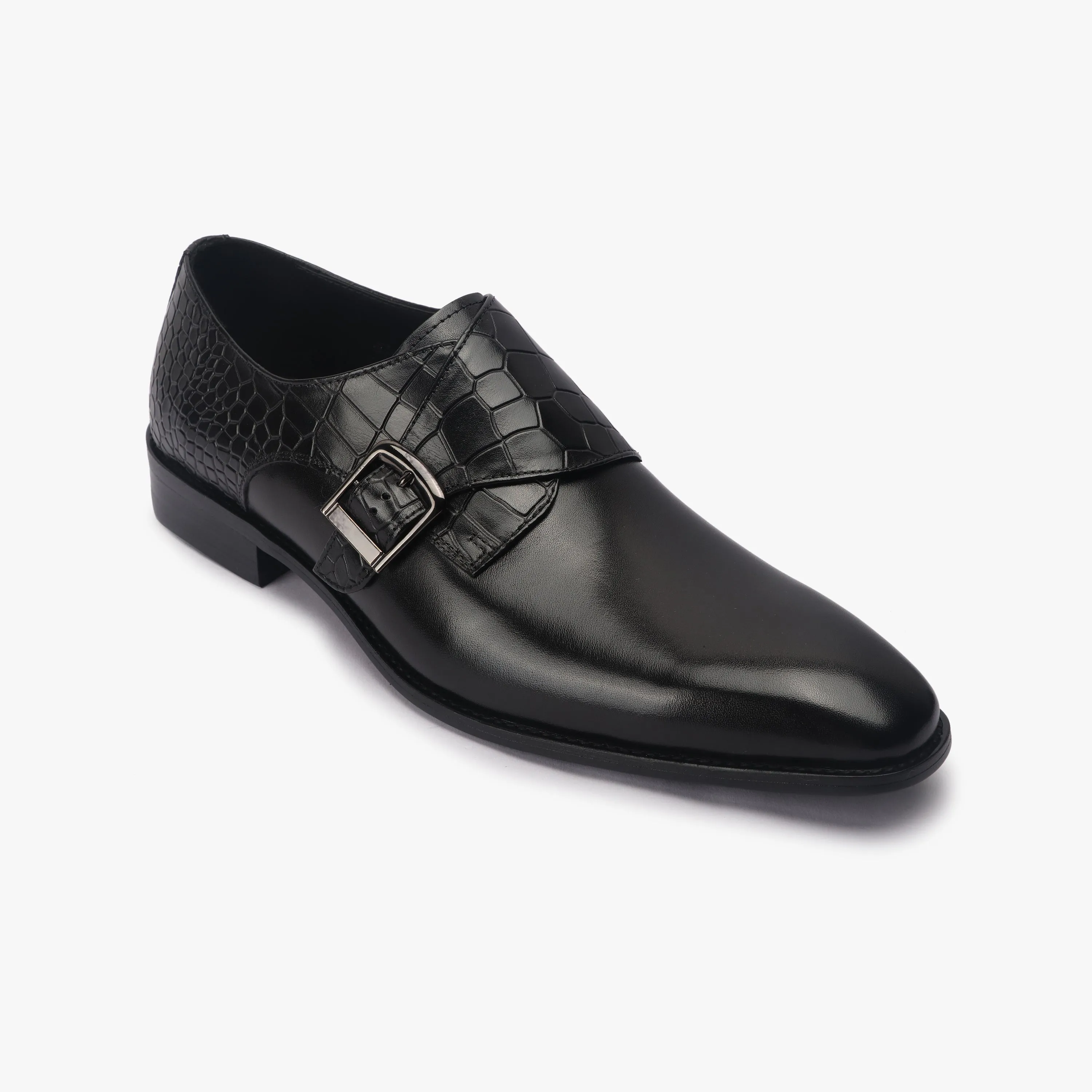 Croc Detail Monk Strap