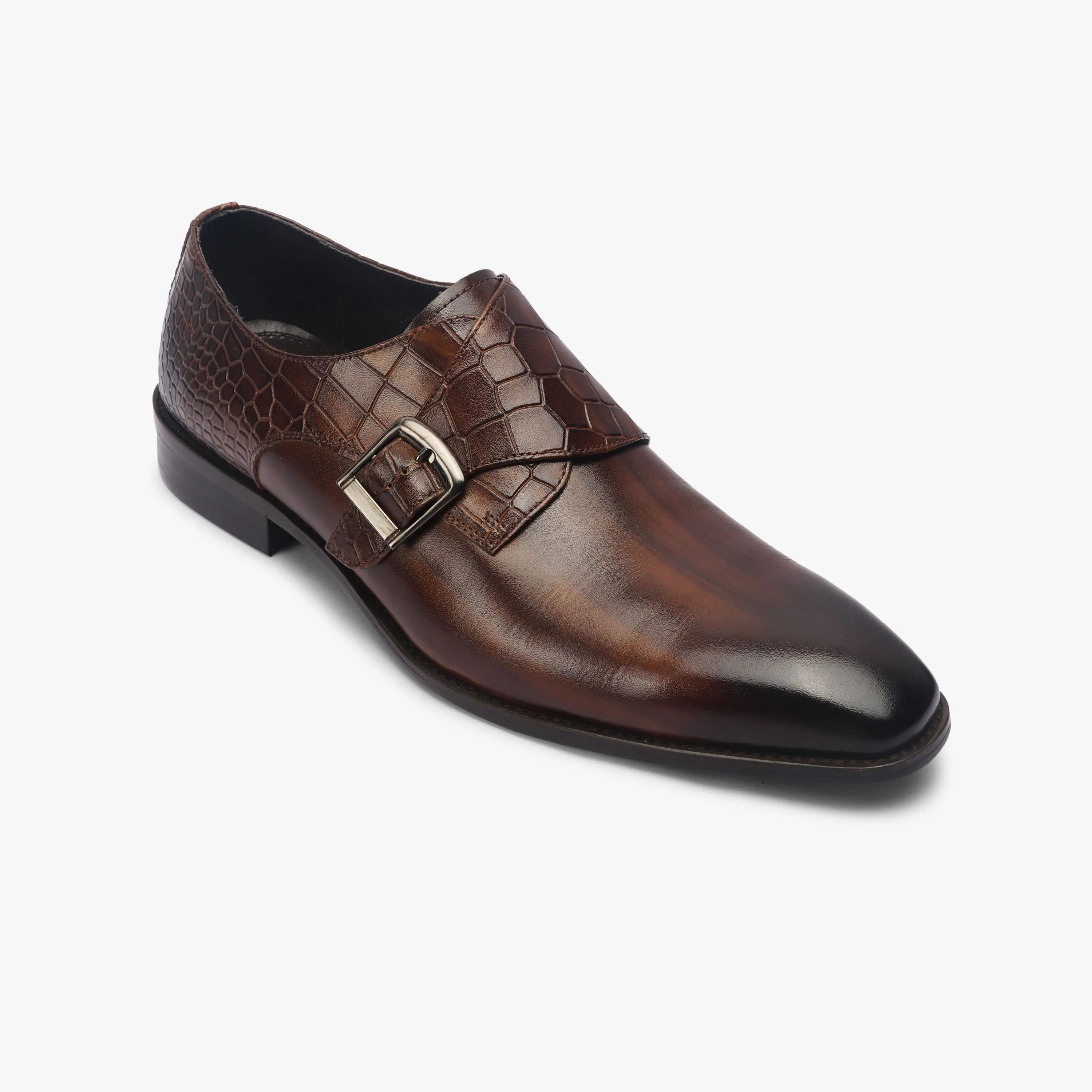 Croc Detail Monk Strap
