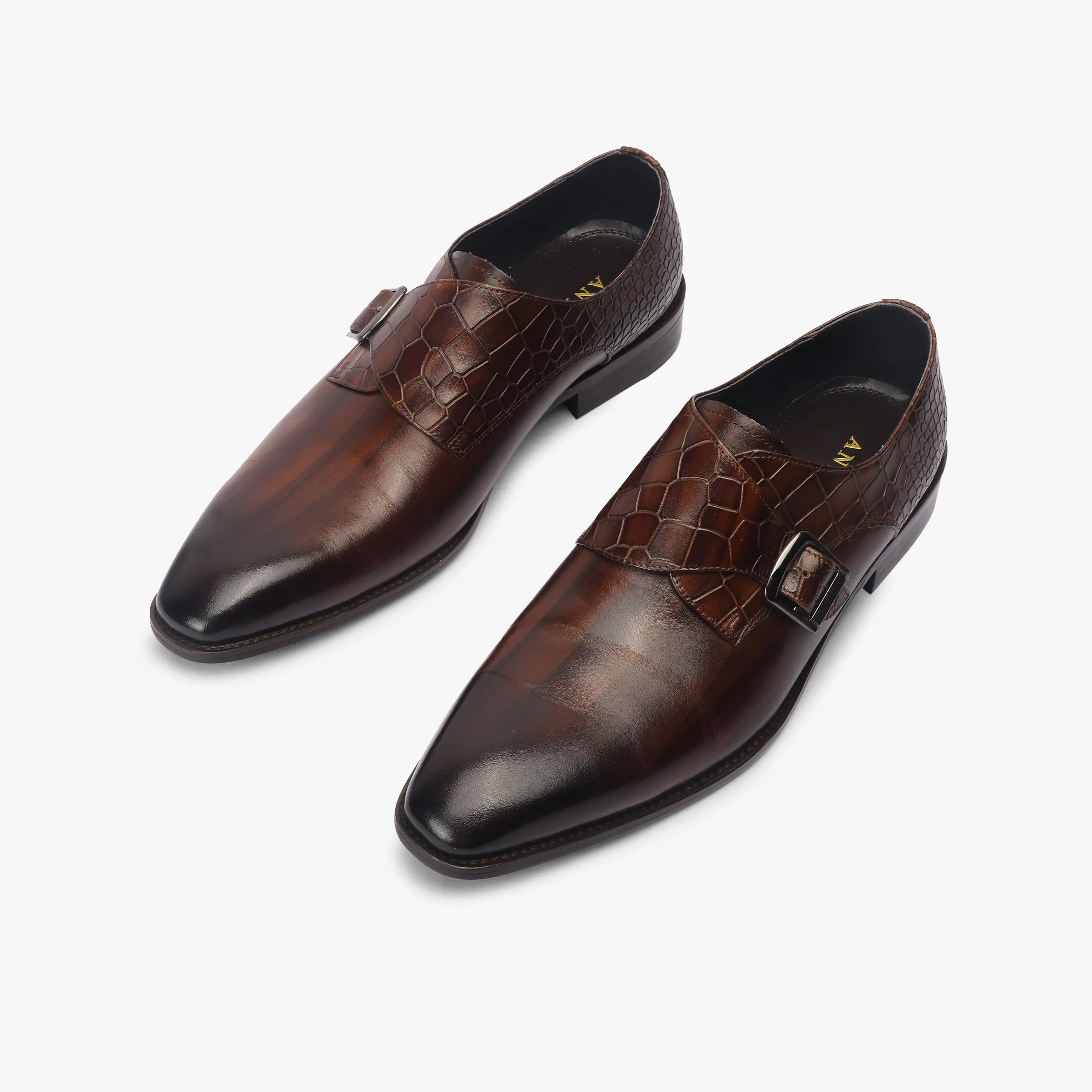 Croc Detail Monk Strap