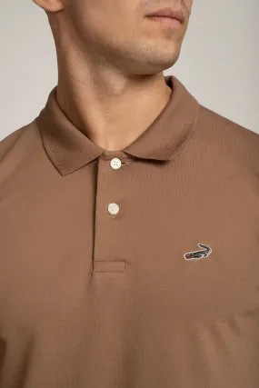Crocodile Mens Supima Polo Slim Fit HS T-Shirt Brown - Amphora