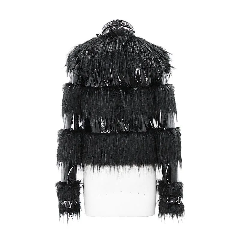 Crossraods Faux Fur and PU Jacket