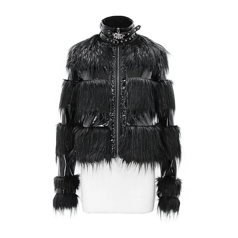Crossraods Faux Fur and PU Jacket