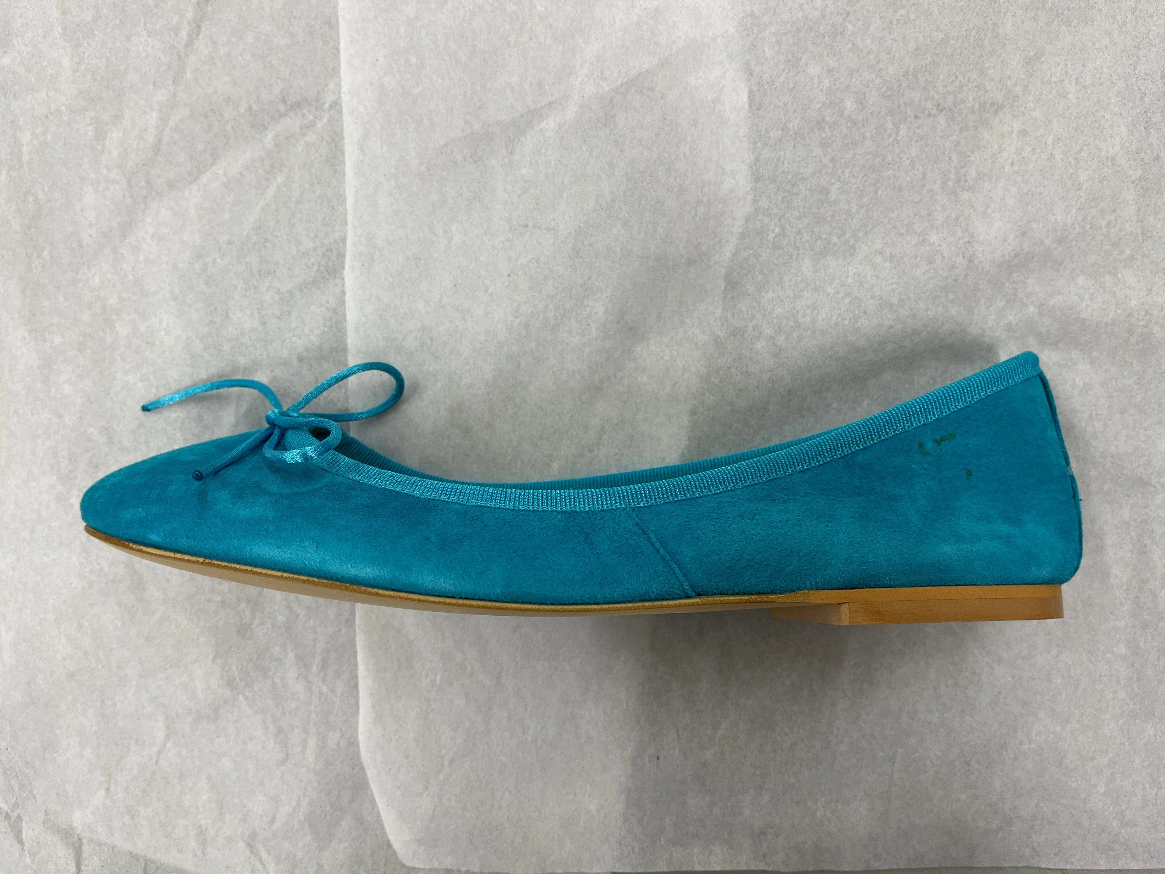 DANIELA FARGION Aqua Suede Ballerina Flats - 8