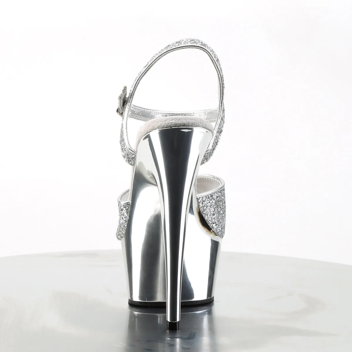Delight 609G Silver 6" High Heel Ankle Strap Sandals - Direct