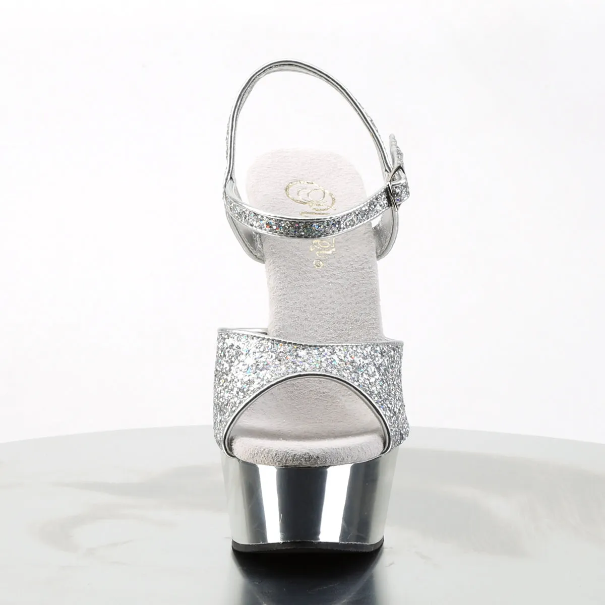 Delight 609G Silver 6" High Heel Ankle Strap Sandals - Direct