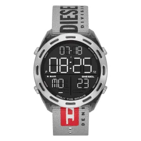 Diesel Men's Black Dial Gray Nylon Band Digital Sports Quartz Watch - DZ1894