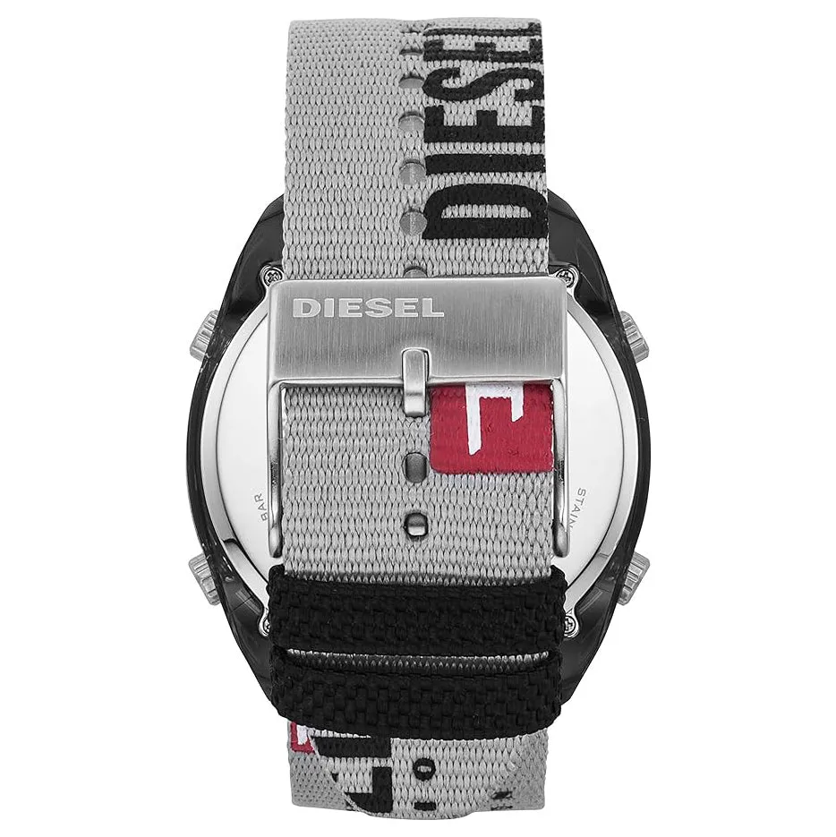 Diesel Men's Black Dial Gray Nylon Band Digital Sports Quartz Watch - DZ1894