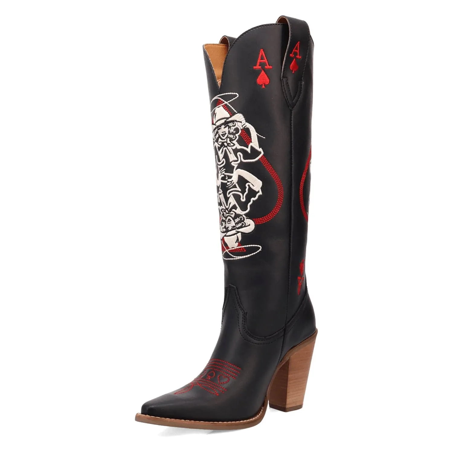 Dingo Womens Ace Of Spades Black Leather Cowboy Boots