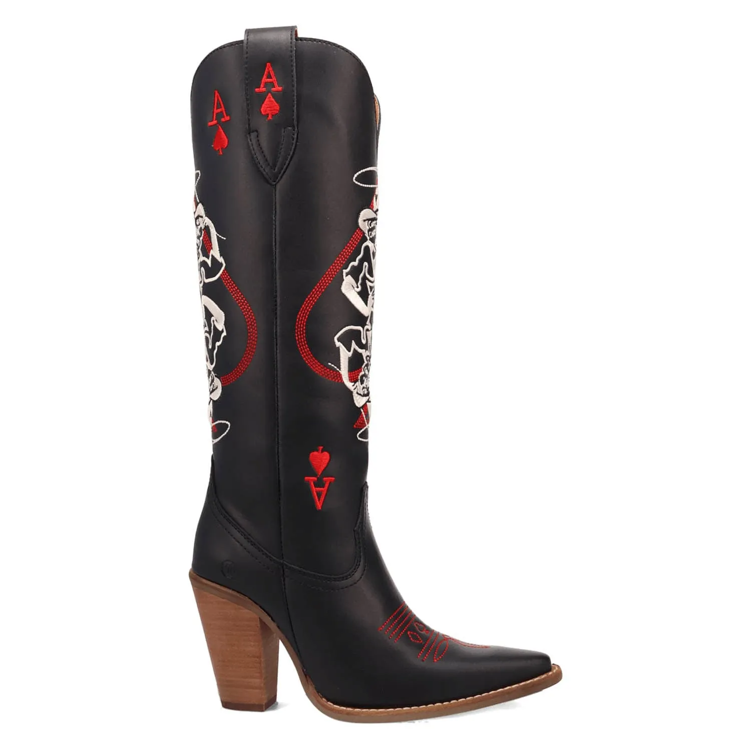 Dingo Womens Ace Of Spades Black Leather Cowboy Boots