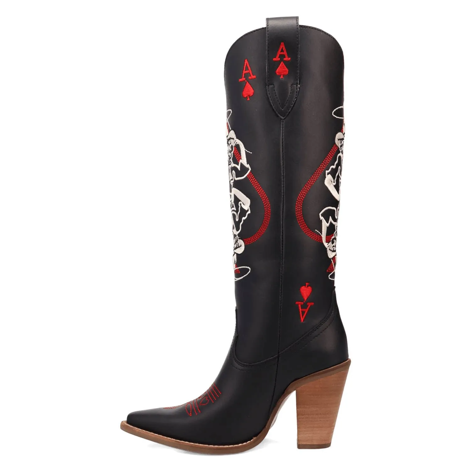 Dingo Womens Ace Of Spades Black Leather Cowboy Boots