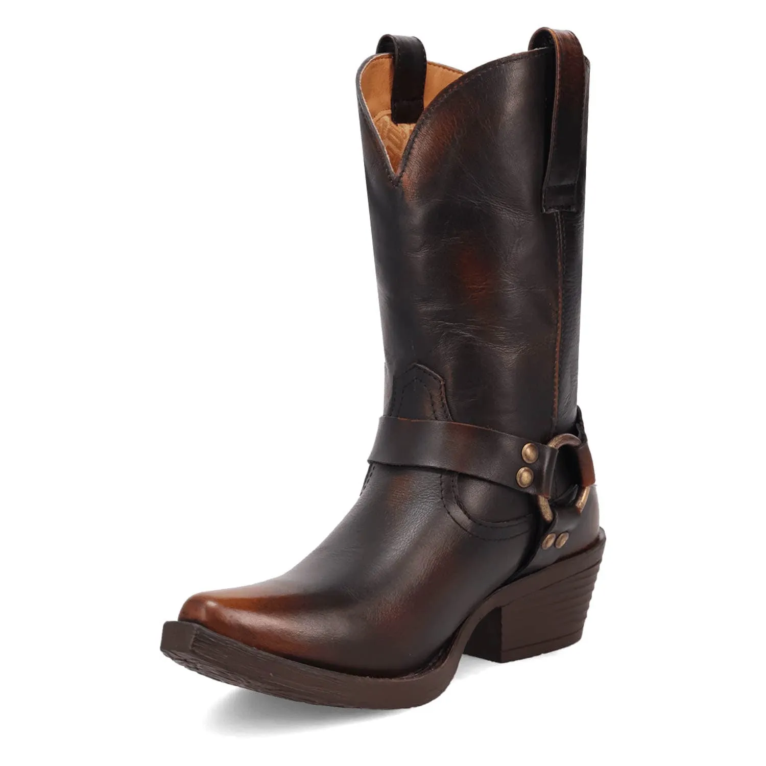 Dingo Womens Ride A Way Brown Leather Harness Cowboy Boots