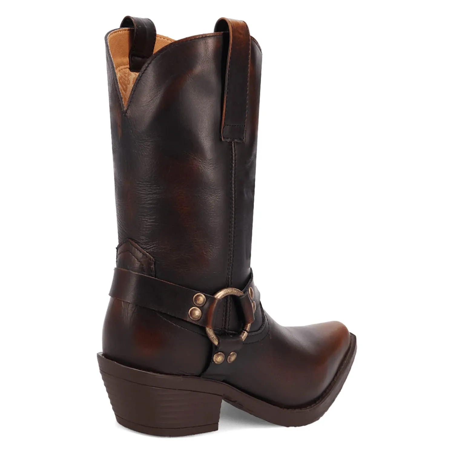Dingo Womens Ride A Way Brown Leather Harness Cowboy Boots