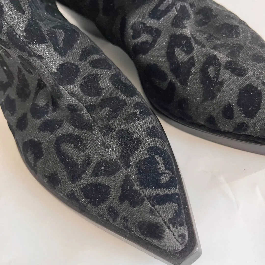 Dolce & Gabbana Black Animal Print Lurex and Velvet Cowboy Boots Size, 36