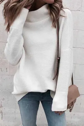 Drop Sleeve Turtleneck Casual Sweater