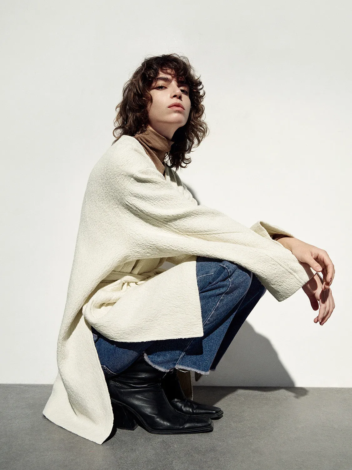 Drop Shoulder Sleeve Long Coats