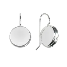 Earring Wire, Circle Bezel 12mm, Bright Silver, by Nunn Design (1 Pair)