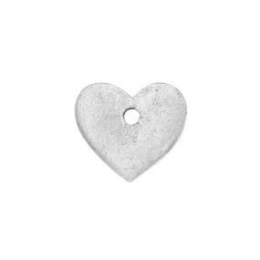 Flat Tag Pendant, Mini Heart 11mm, Antiqued Silver, by Nunn Design (1 Piece)