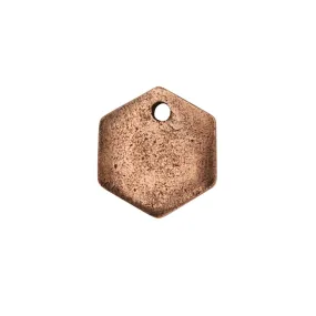 Flat Tag Pendant, Mini Hexagon 12mm, Antiqued Copper, by Nunn Design (1 Piece)