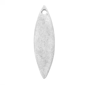 Flat Tag Pendant, Navette 9x30.5mm, Antiqued Silver, by Nunn Design (1 Piece)