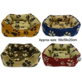 Fleece Paw Design Pet Bed Large