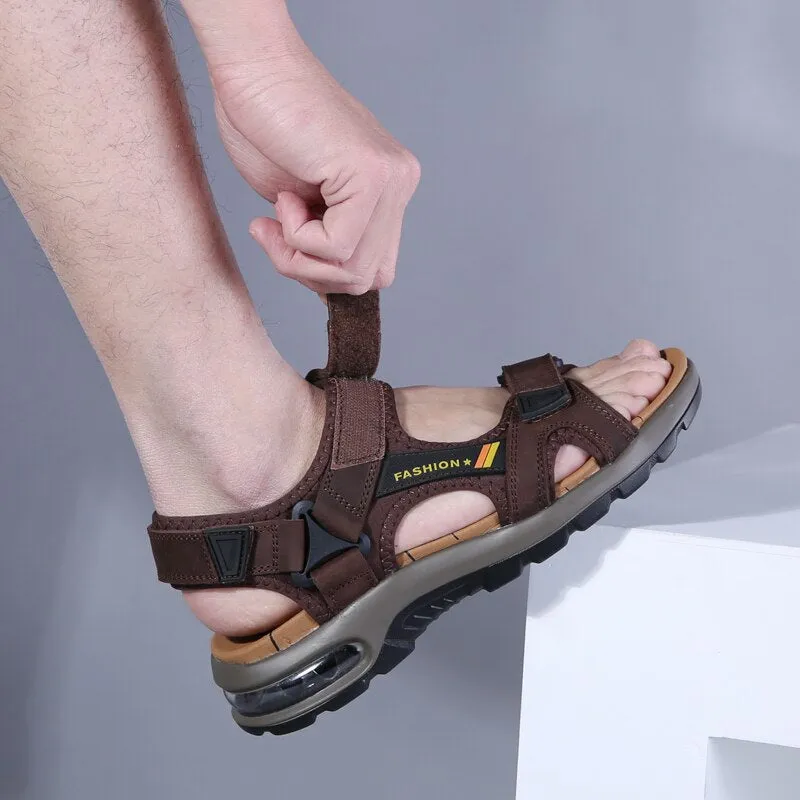 Genuine Leather Outdoor Men Roman Sandals