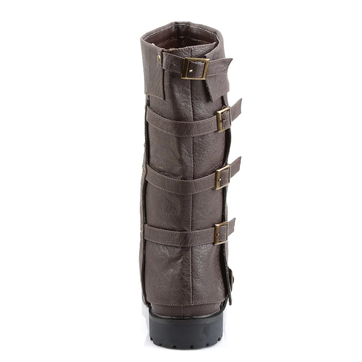 GOTHAM-105 Fancy Dress Costume Funtasma Men's Boots Brown Distressed Pu