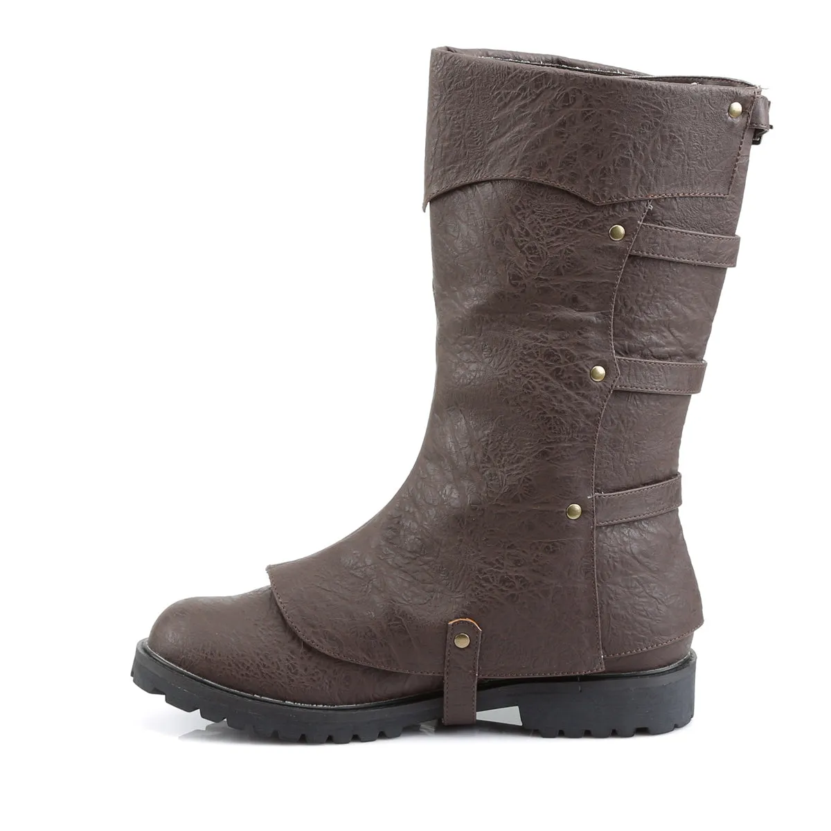GOTHAM-105 Fancy Dress Costume Funtasma Men's Boots Brown Distressed Pu