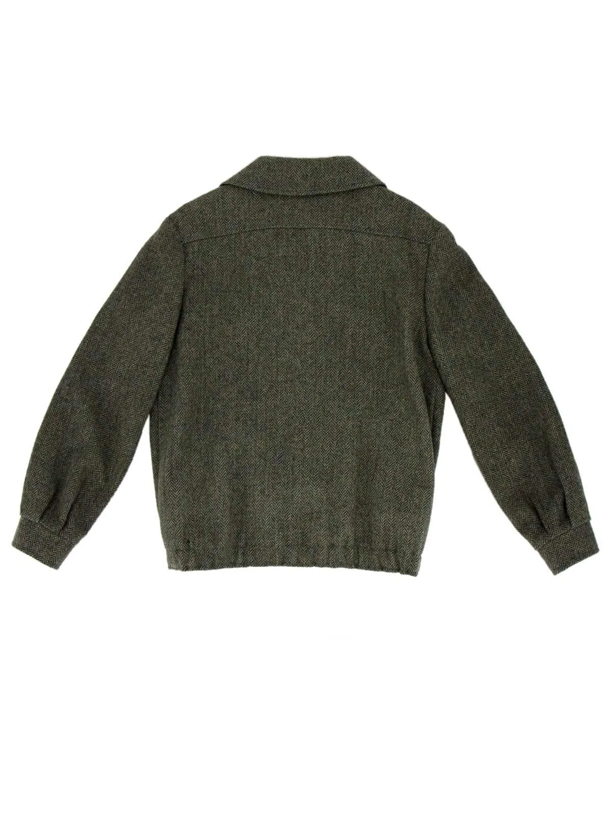 Green Wool Tweed Blouson Style Vintage Jacket