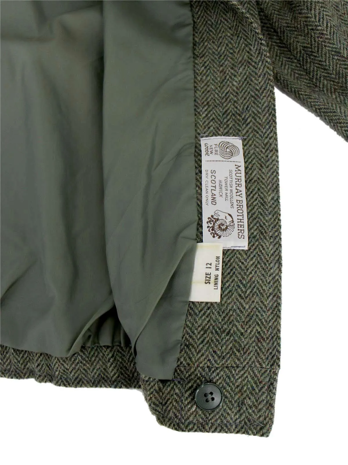 Green Wool Tweed Blouson Style Vintage Jacket