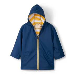 HATLEY Zip Up Splash Rain Jacket | Navy with Yellow Zip Size 2