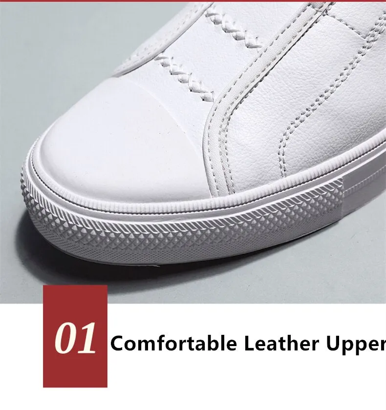 High Quality Black Genuine Leather Mens Fashion Sneakers Flat Discoloration Casual Shoes Men Slip-on Designer Shoes for Men
