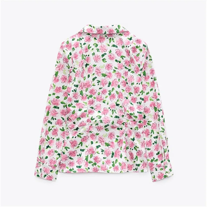 Kawaii Flower Print Long Sleeve Shirt