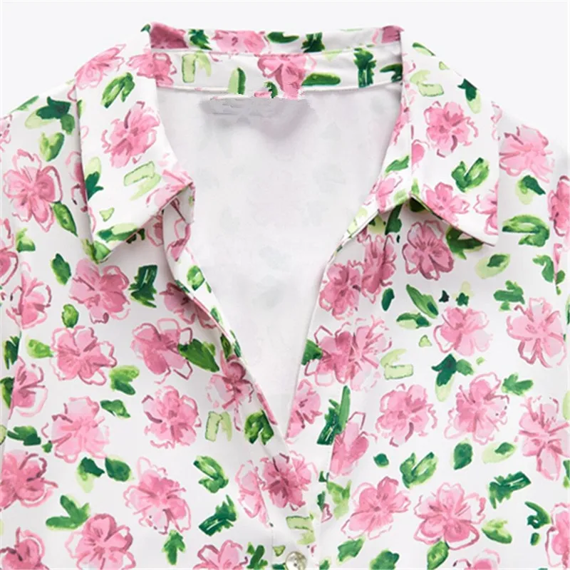 Kawaii Flower Print Long Sleeve Shirt