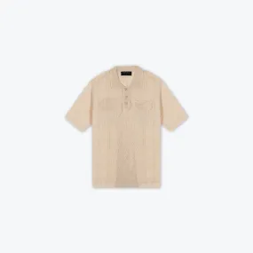 KNIT JACQUARD POLO - ECRU