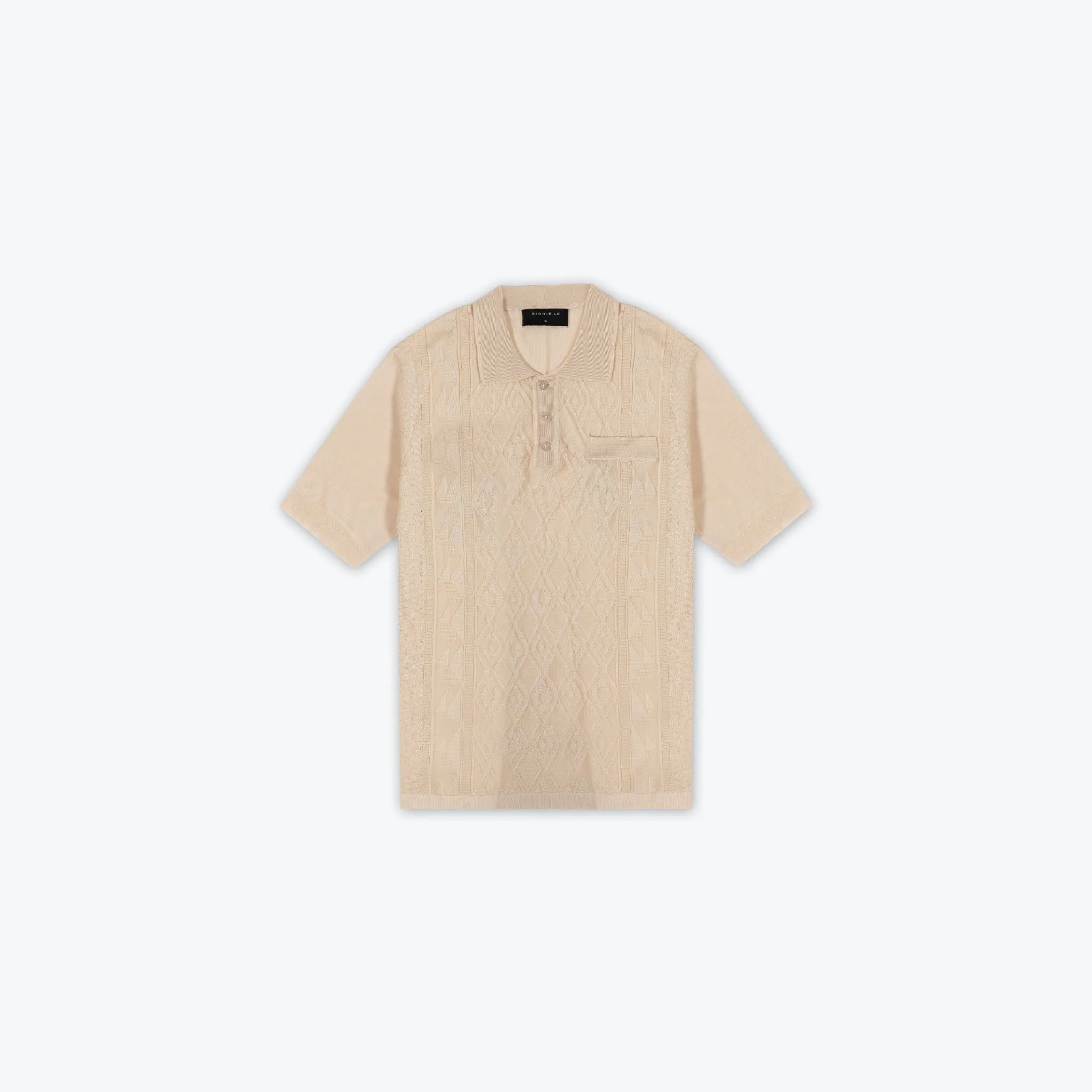 KNIT JACQUARD POLO - ECRU