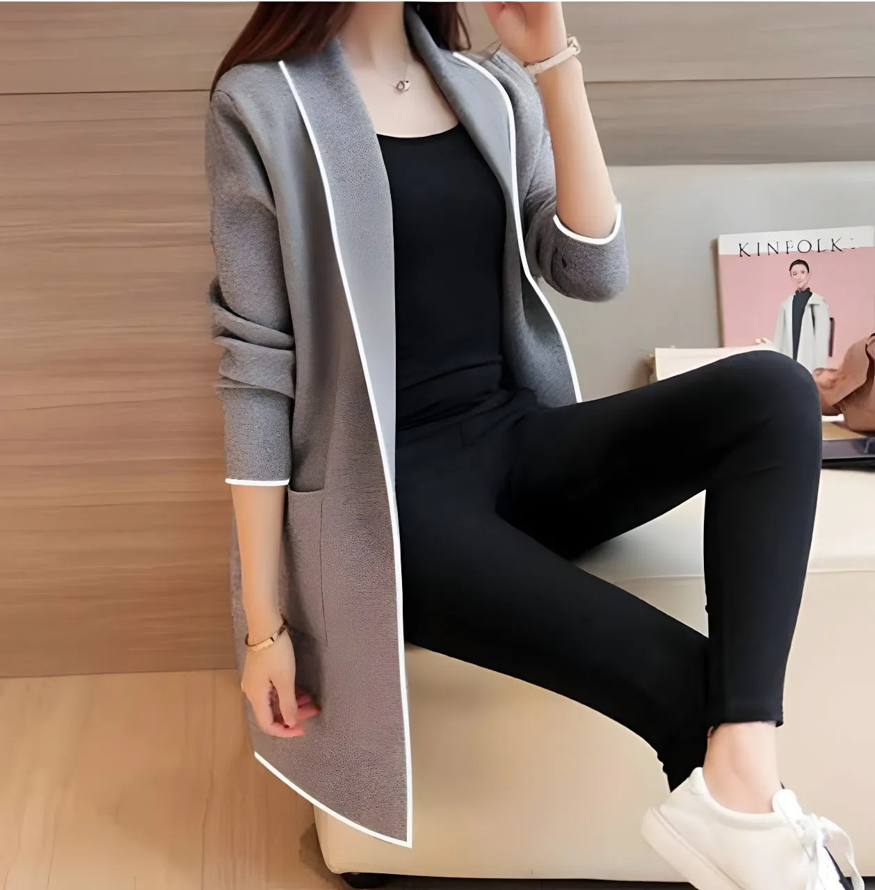 Ladies Gray Long Coats