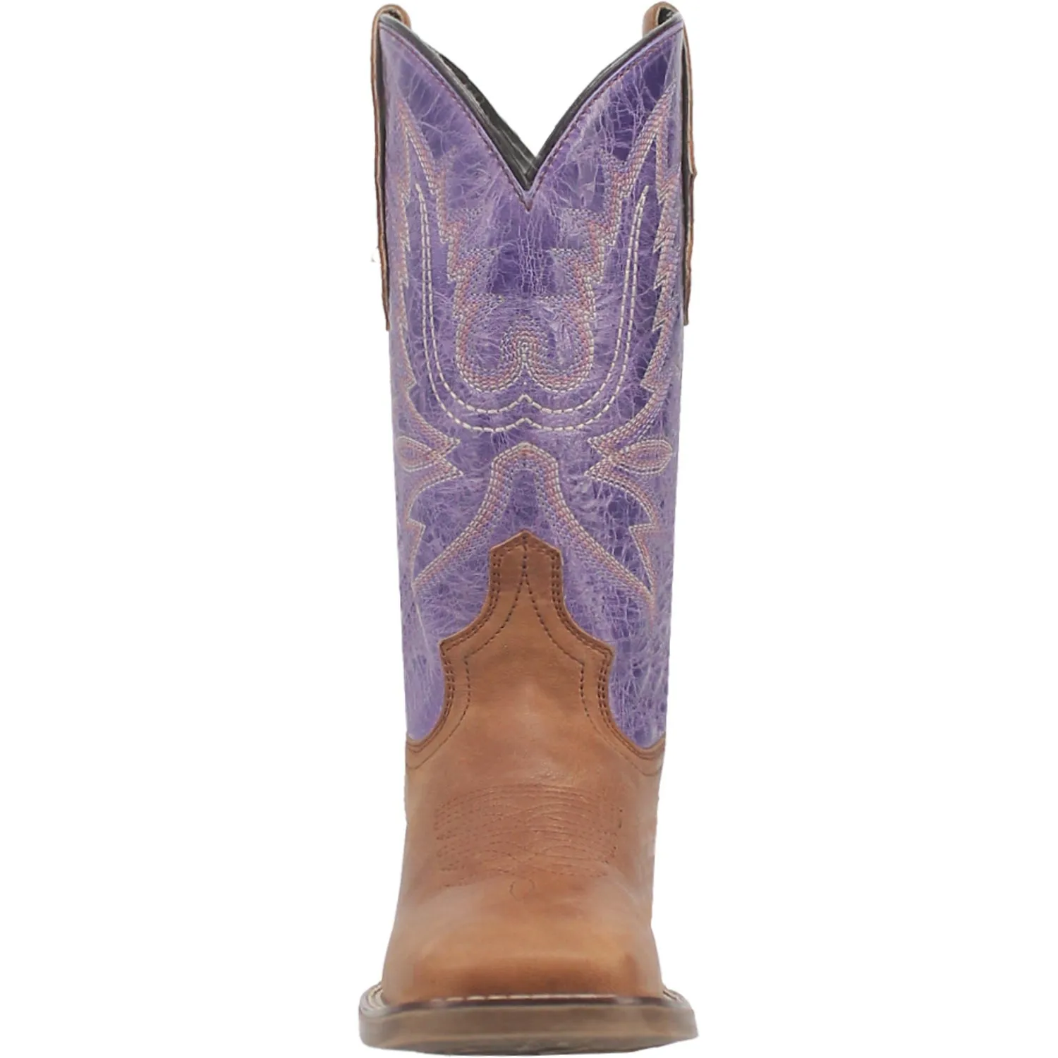 Laredo Womens Mara Tan/Purple Leather Cowboy Boots 9 M