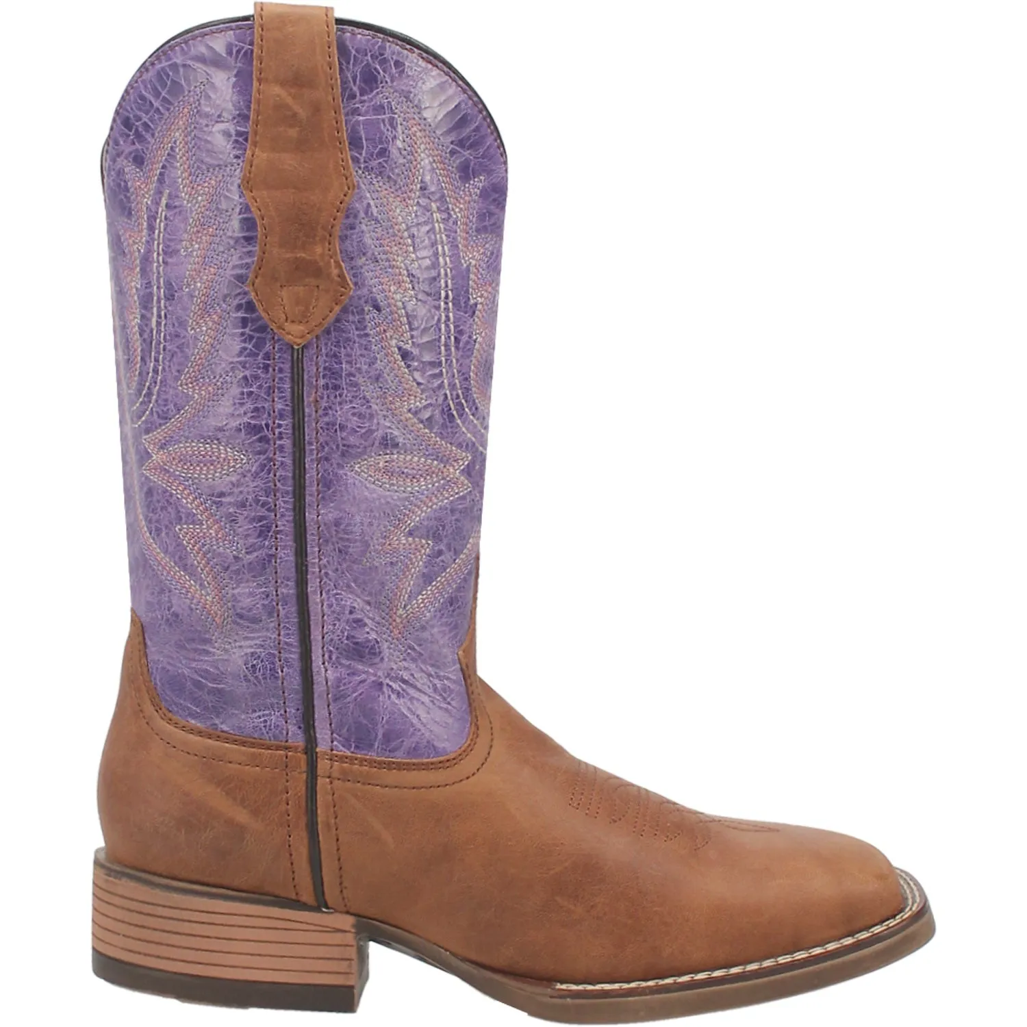 Laredo Womens Mara Tan/Purple Leather Cowboy Boots 9 M