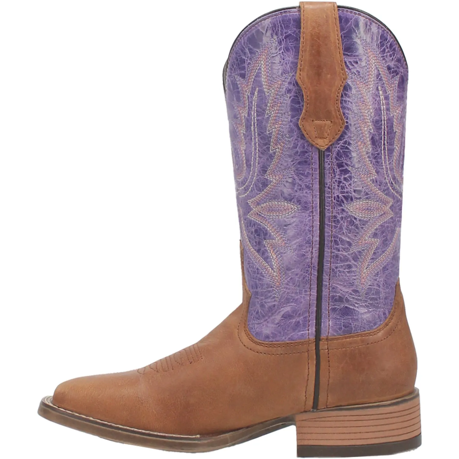 Laredo Womens Mara Tan/Purple Leather Cowboy Boots 9 M