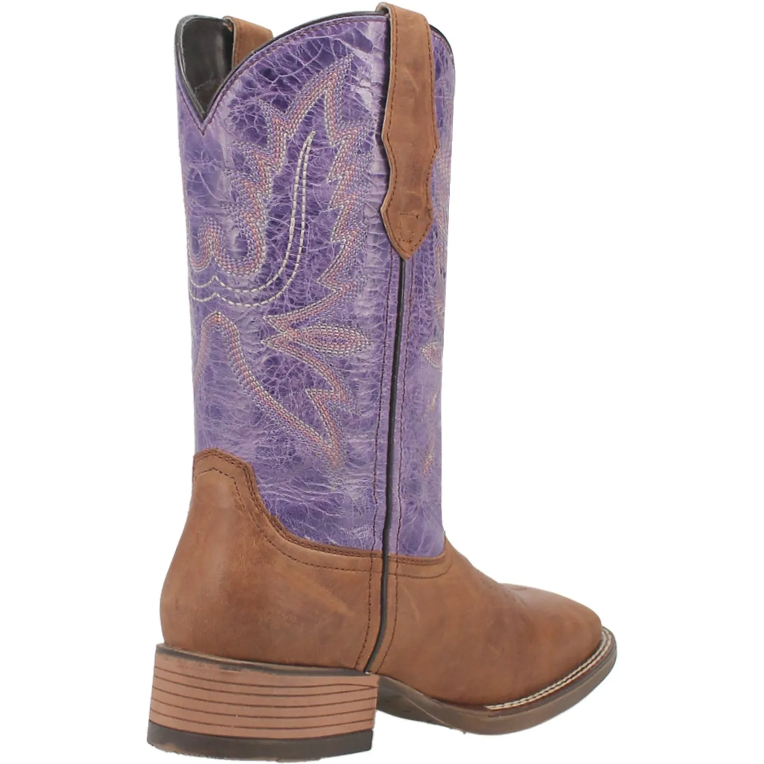 Laredo Womens Mara Tan/Purple Leather Cowboy Boots 9 M