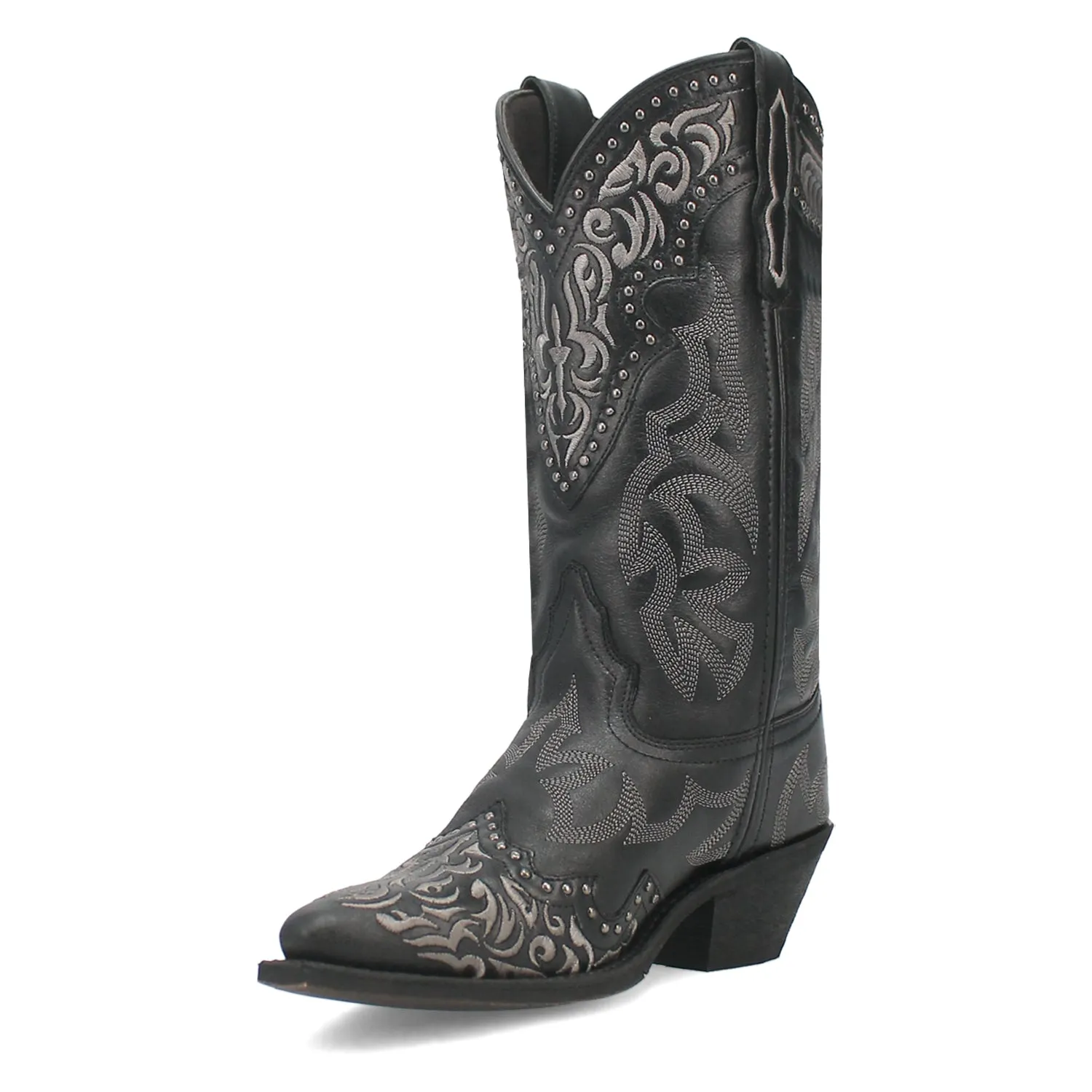 Laredo Womens Regan Black Leather Cowboy Boots 7 M