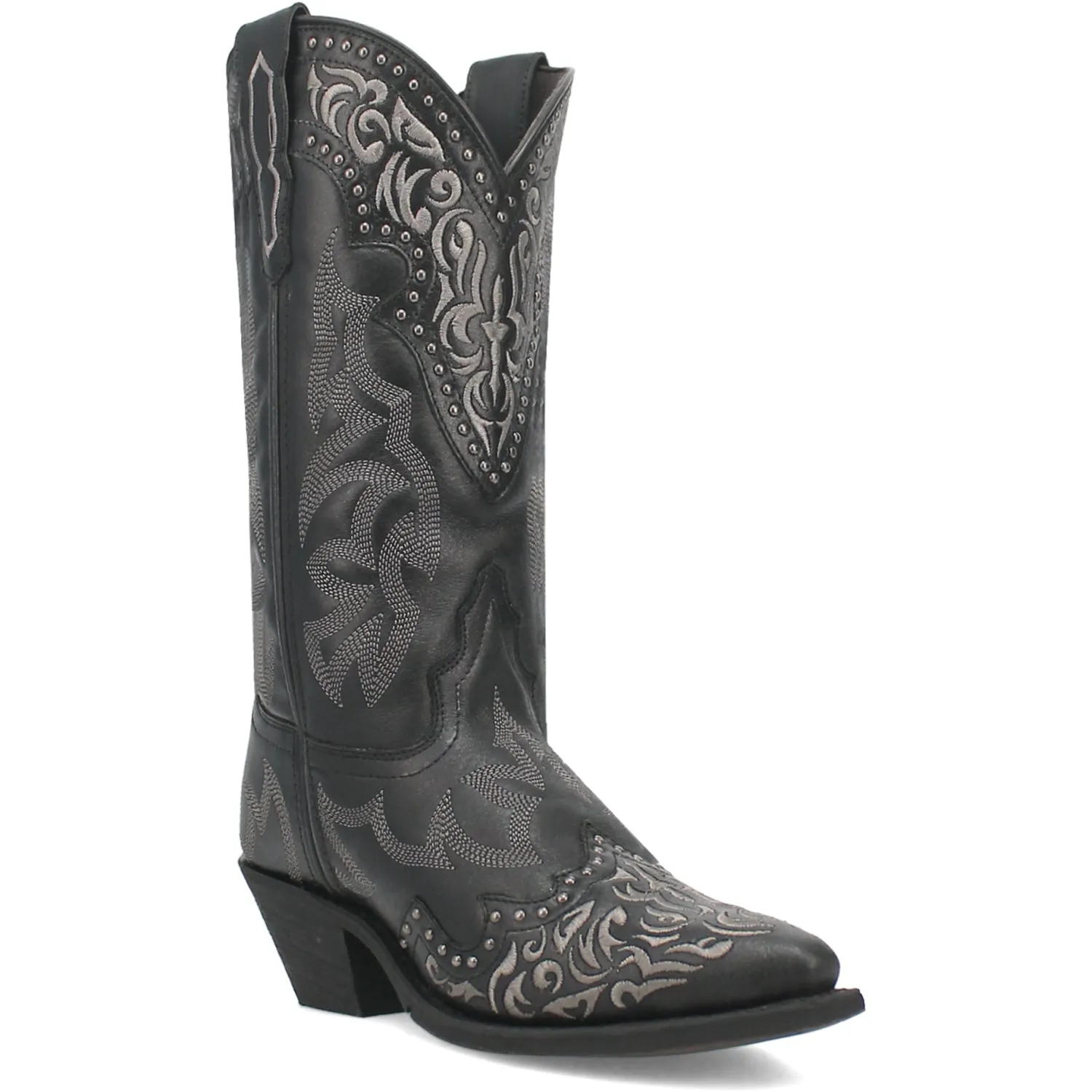 Laredo Womens Regan Black Leather Cowboy Boots 7 M