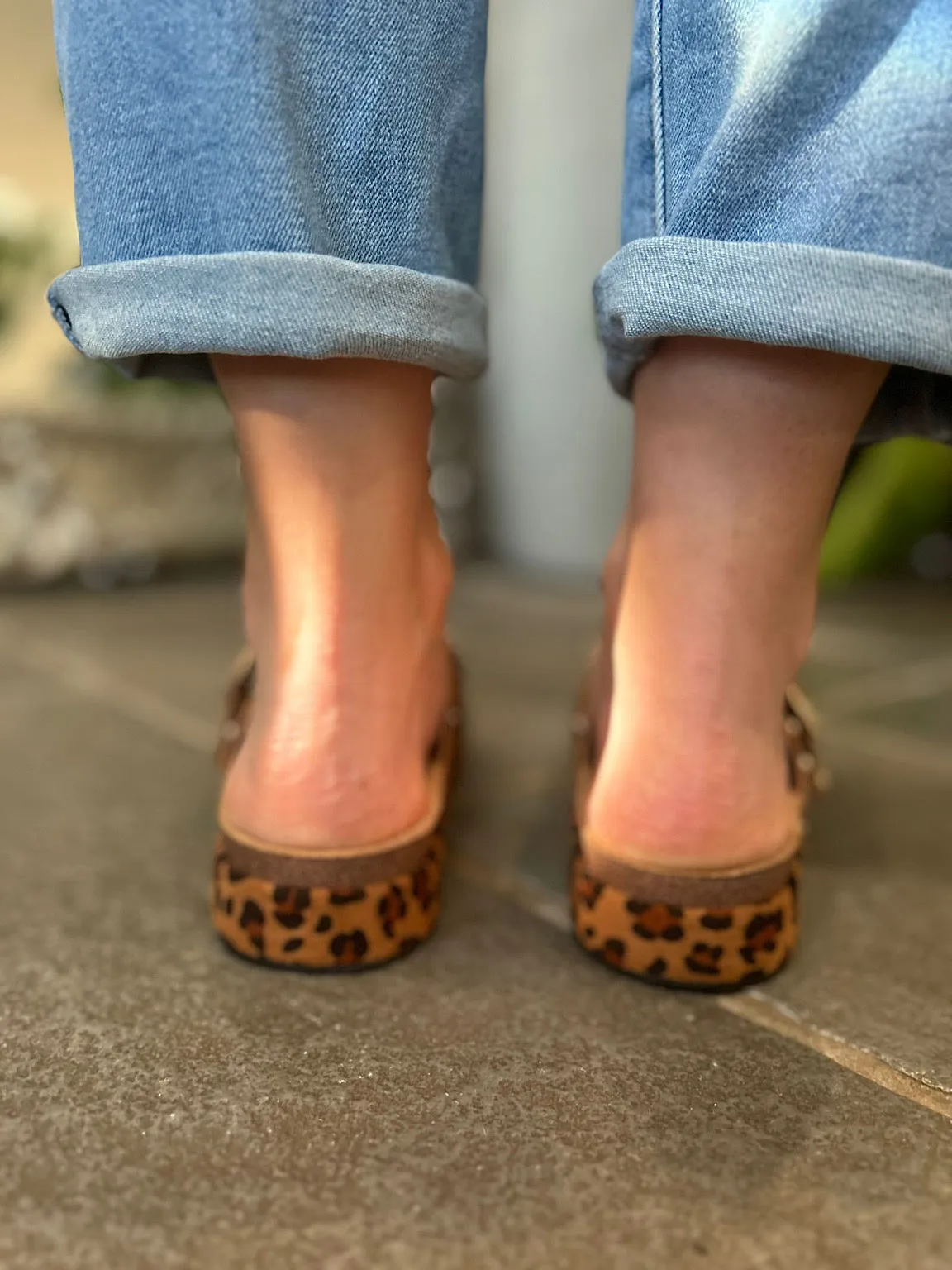 Leopard Faux Suede Slip On Mule