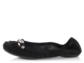 Louis Vuitton Black Suede Shimmer Whisper Ballerina Flats