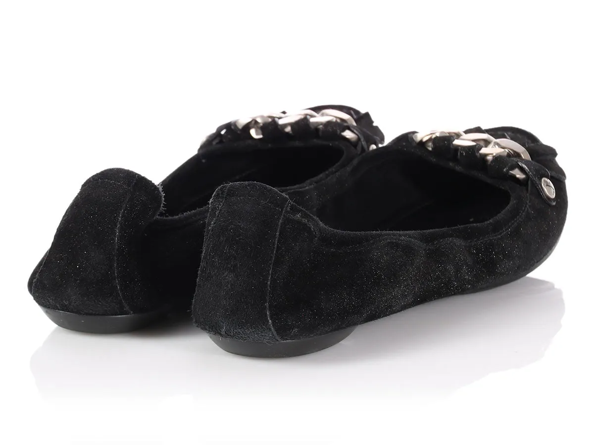 Louis Vuitton Black Suede Shimmer Whisper Ballerina Flats