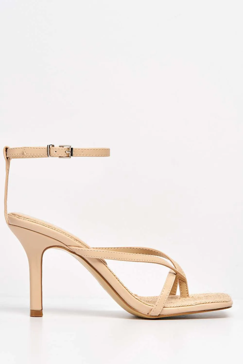 Melissa Anklestrap Cross Front Toepost High Heel Sandal in Nude