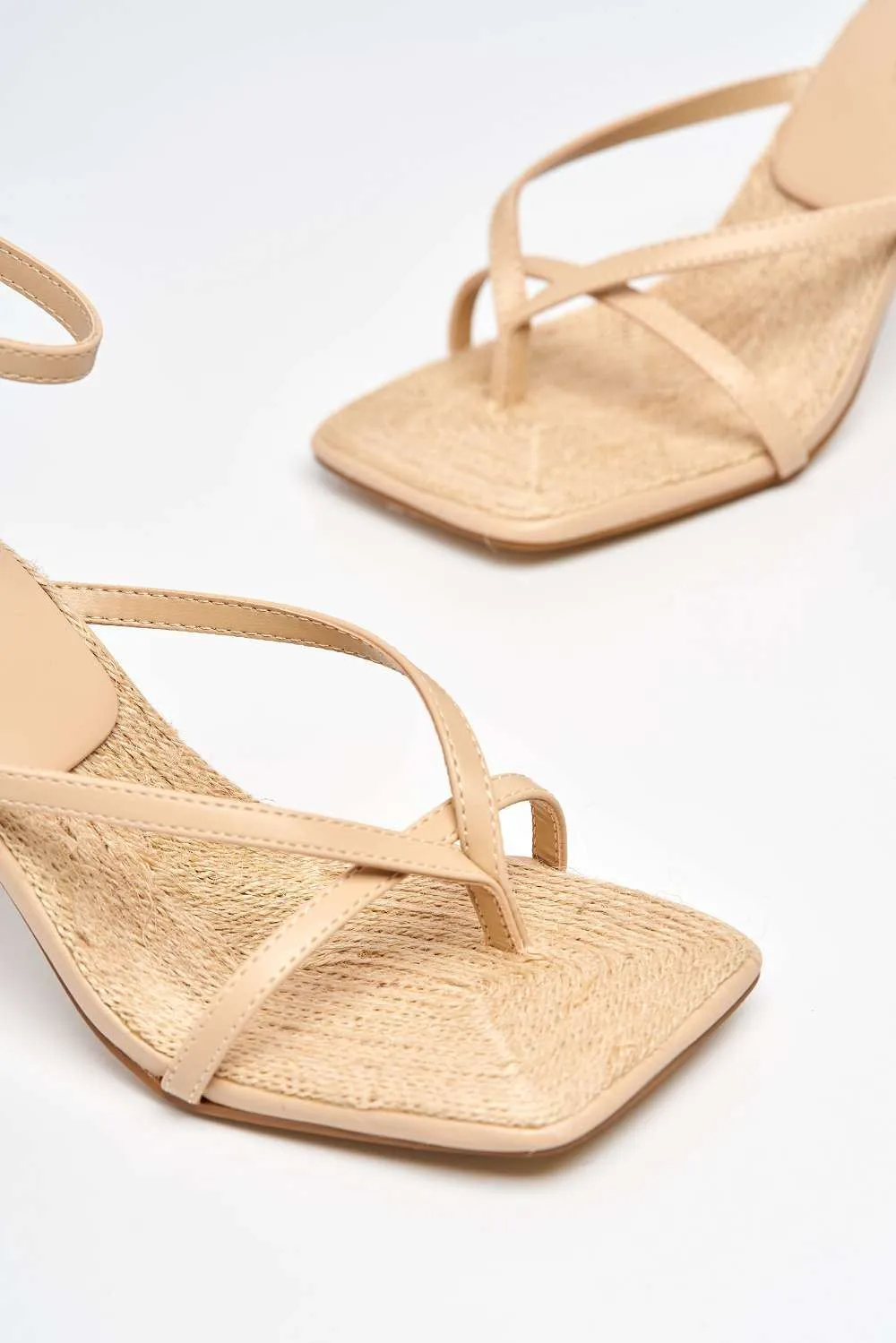 Melissa Anklestrap Cross Front Toepost High Heel Sandal in Nude