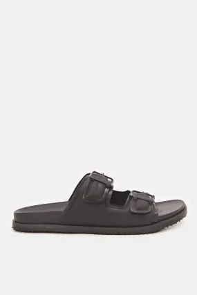 Men Black Molded Insole Sandals