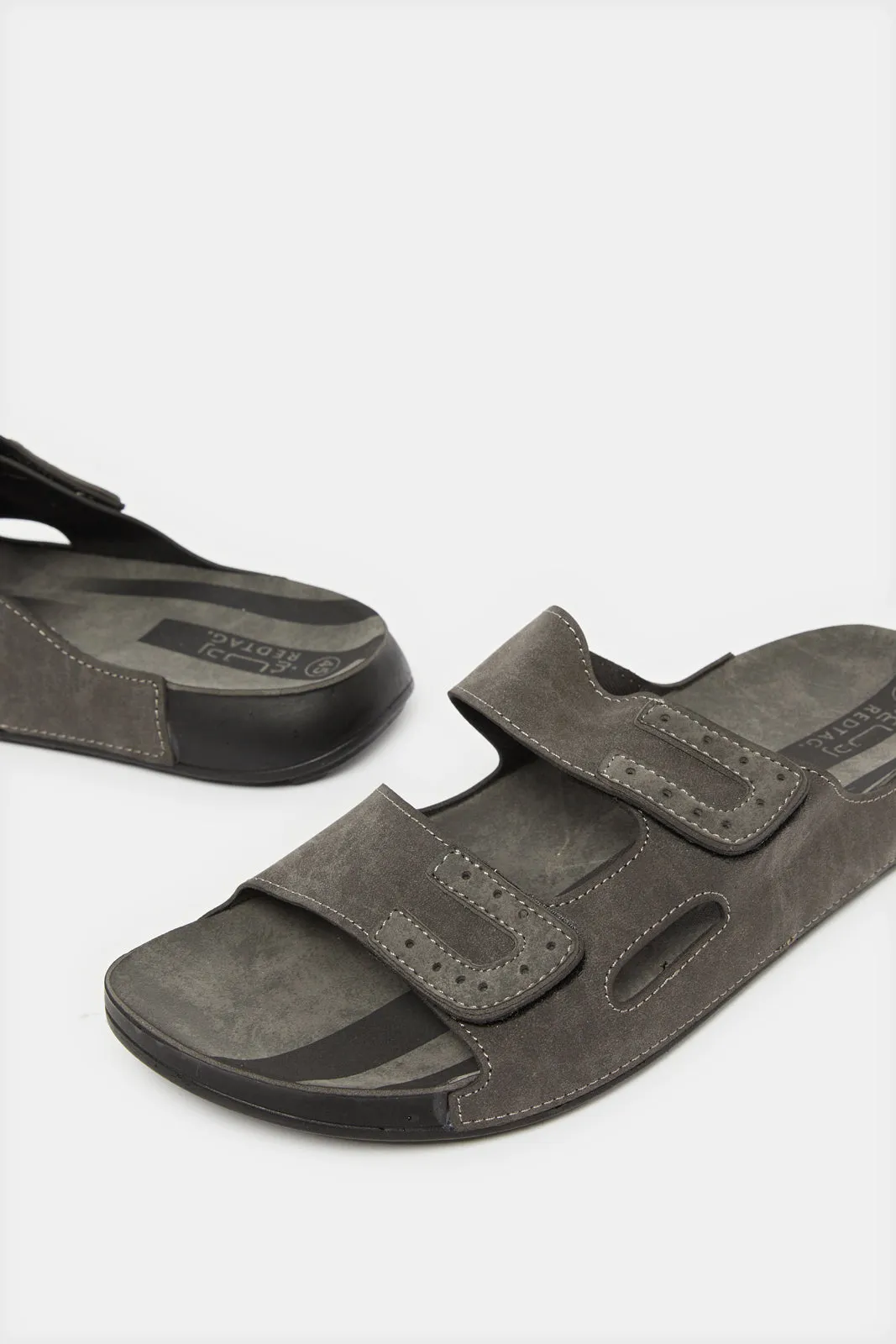 Men Grey Velcro Sandals